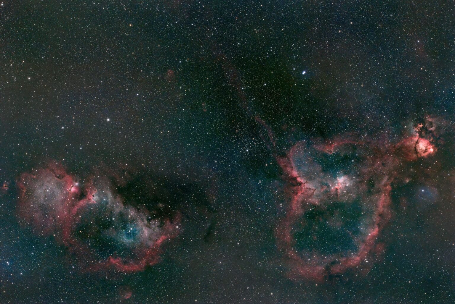 The Heart and Soul Nebulae, IC 1805 and IC 1848