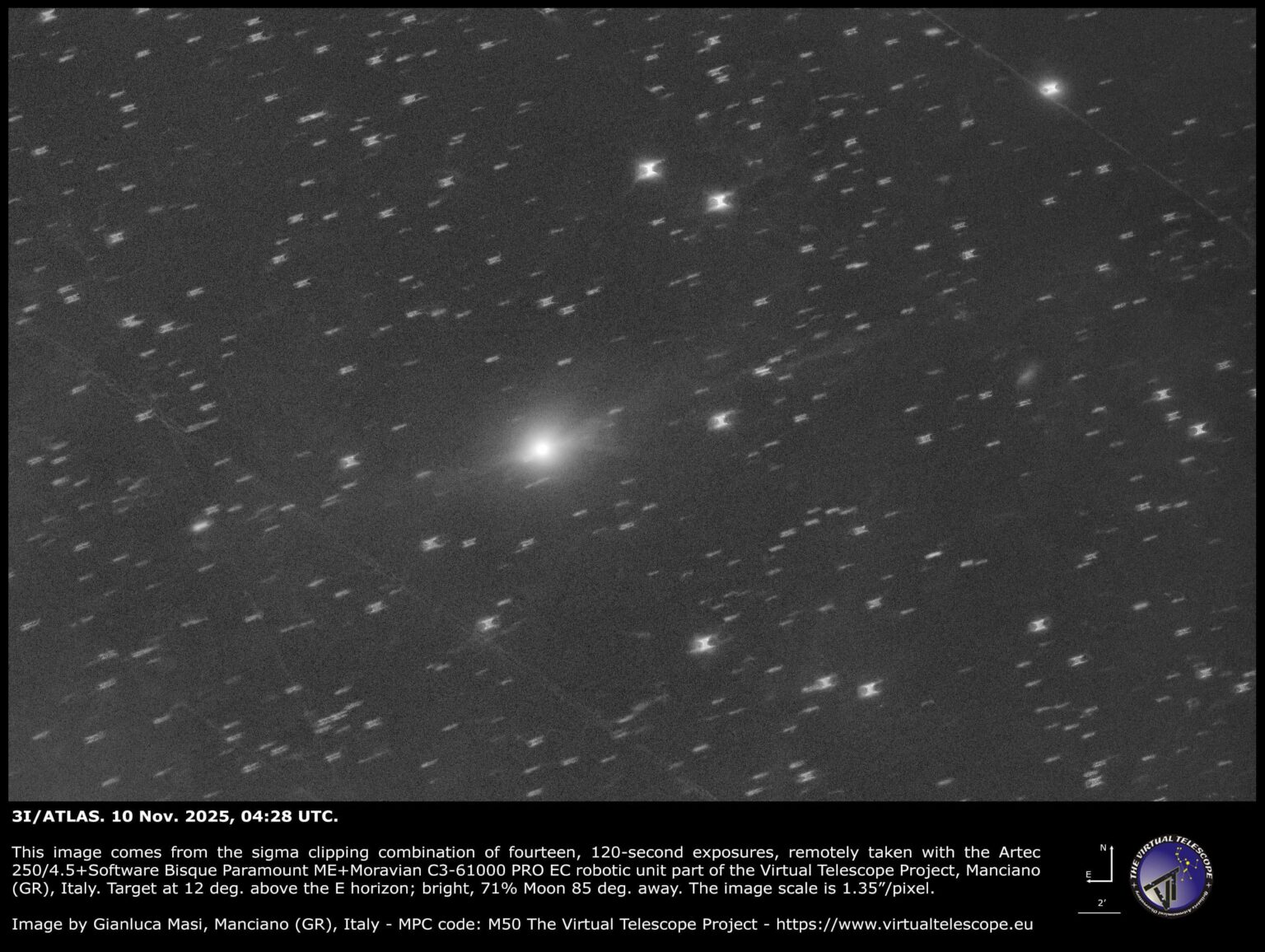 Interstellar comet 3I/ATLAS on 11/11/2025 by Gianluca Masi