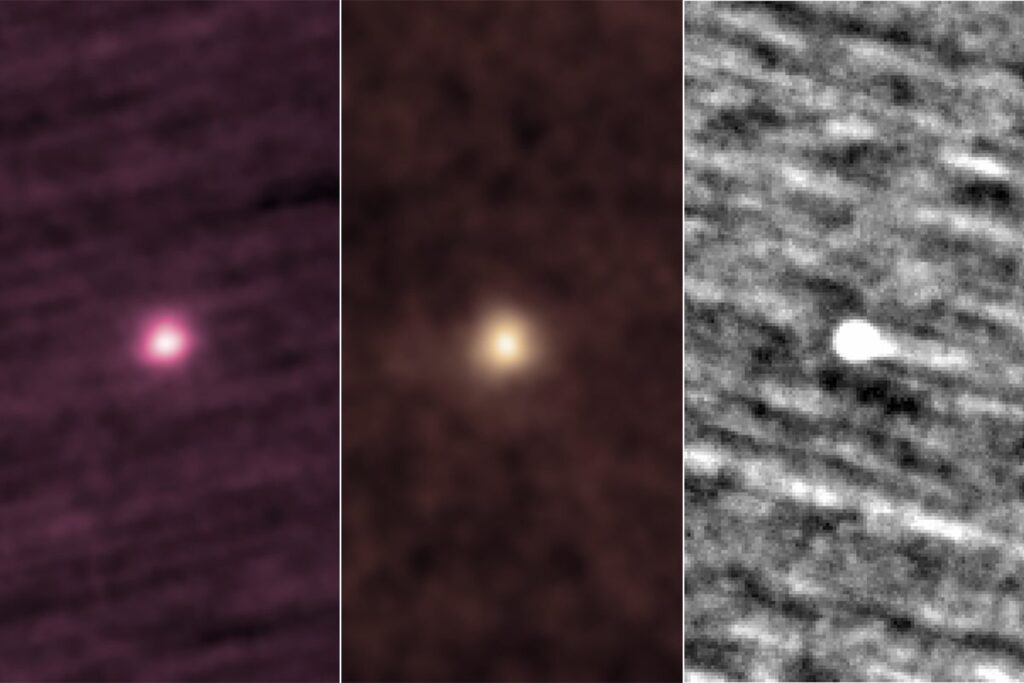 Images of comet 3I/ATLAS as seen by, left to right, NASA