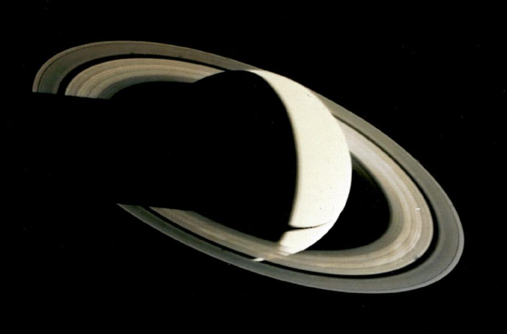 Saturn as seen from the Voyager 1 spacecraft on November 6, 1980.
