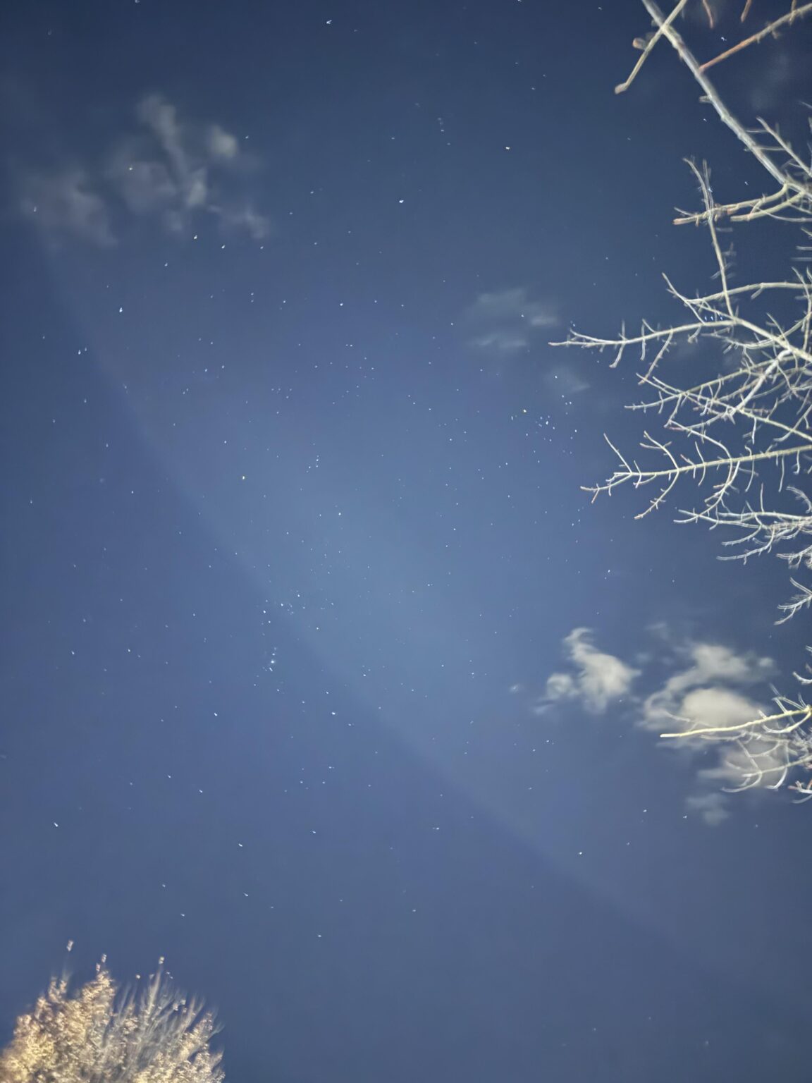 What is this curricular streak in the sky? I researched and it seems like it could be the belt of the milky way seen during dark skies, but it seems too faint, any reasoning?