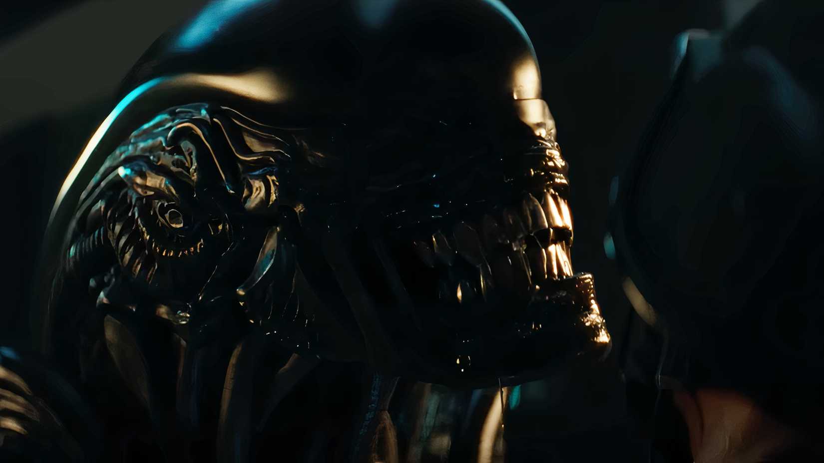 The camera closes in on a Xenomorph's mouth, moments before it kills its prey.