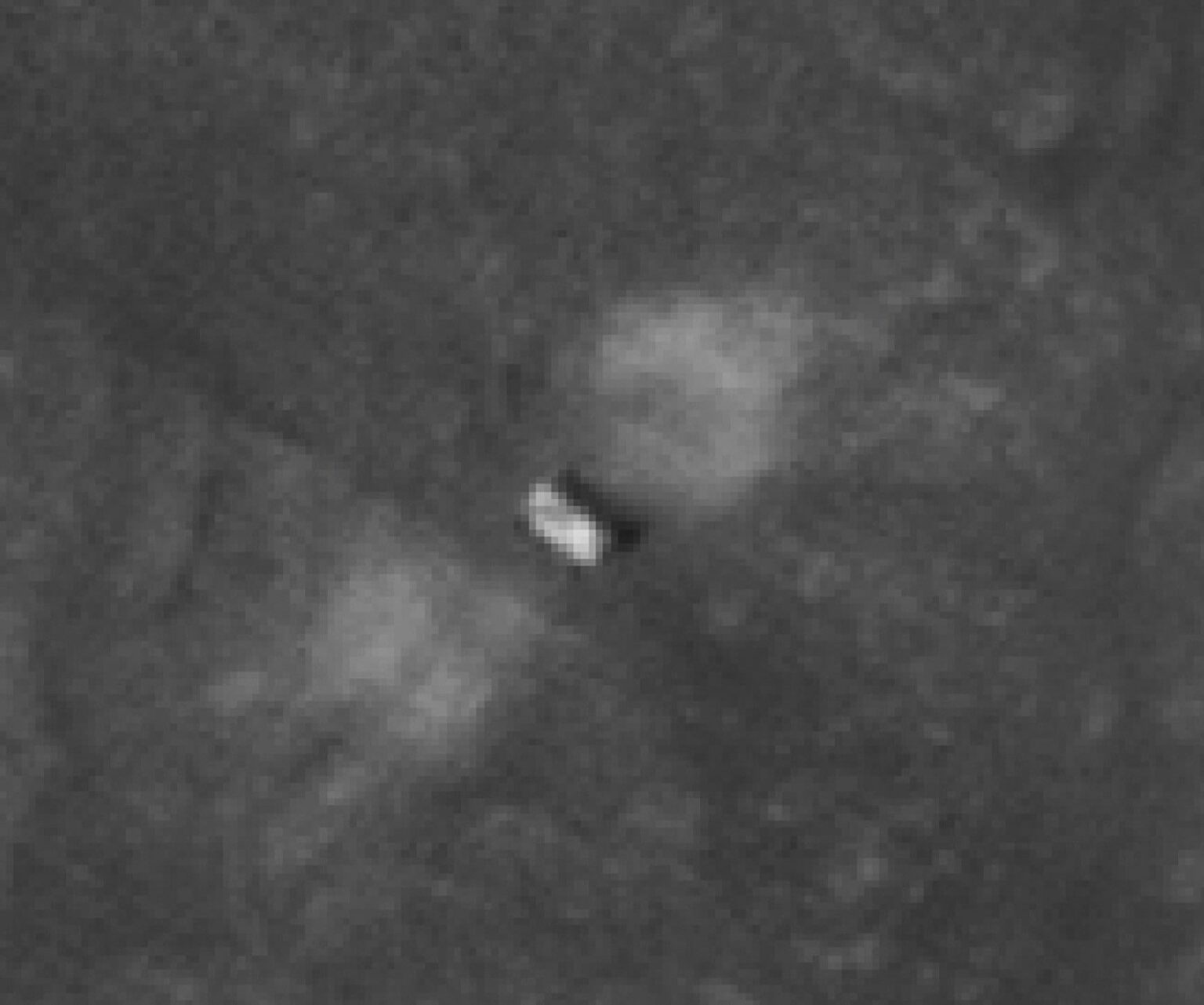 The Perseverance rover on the surface of Mars six days after landing, captured on February 25, 2021 with the HiRISE camera aboard the Mars Reconnaissance Orbiter from a distance of ~290 km and altitude of 276.1 km