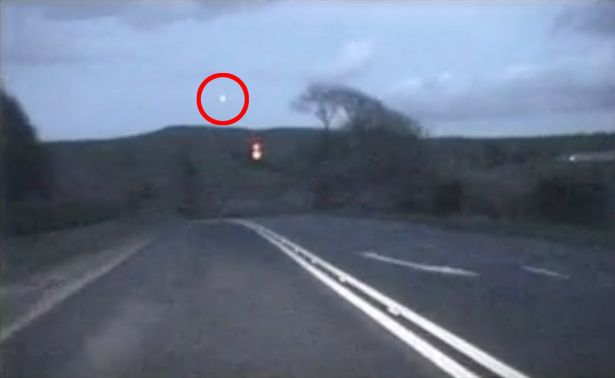 A video grab of a sighting of a strange cluster of lights floating above the moors between Skipton and Bolton Abbey in West Yorkshire.