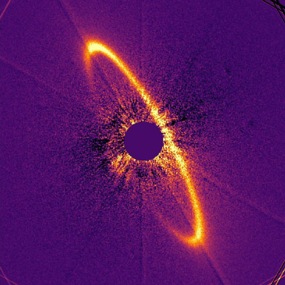 Bright orange ring on a purple background