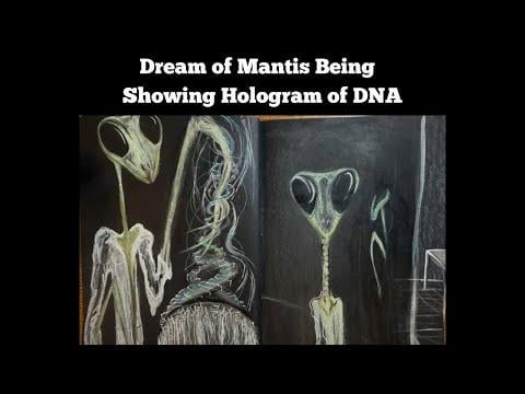 Dream of Mantis Being showing Hologram of DNA