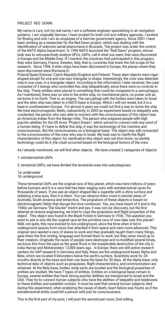 A new UFO leak appeared on Tenchan today