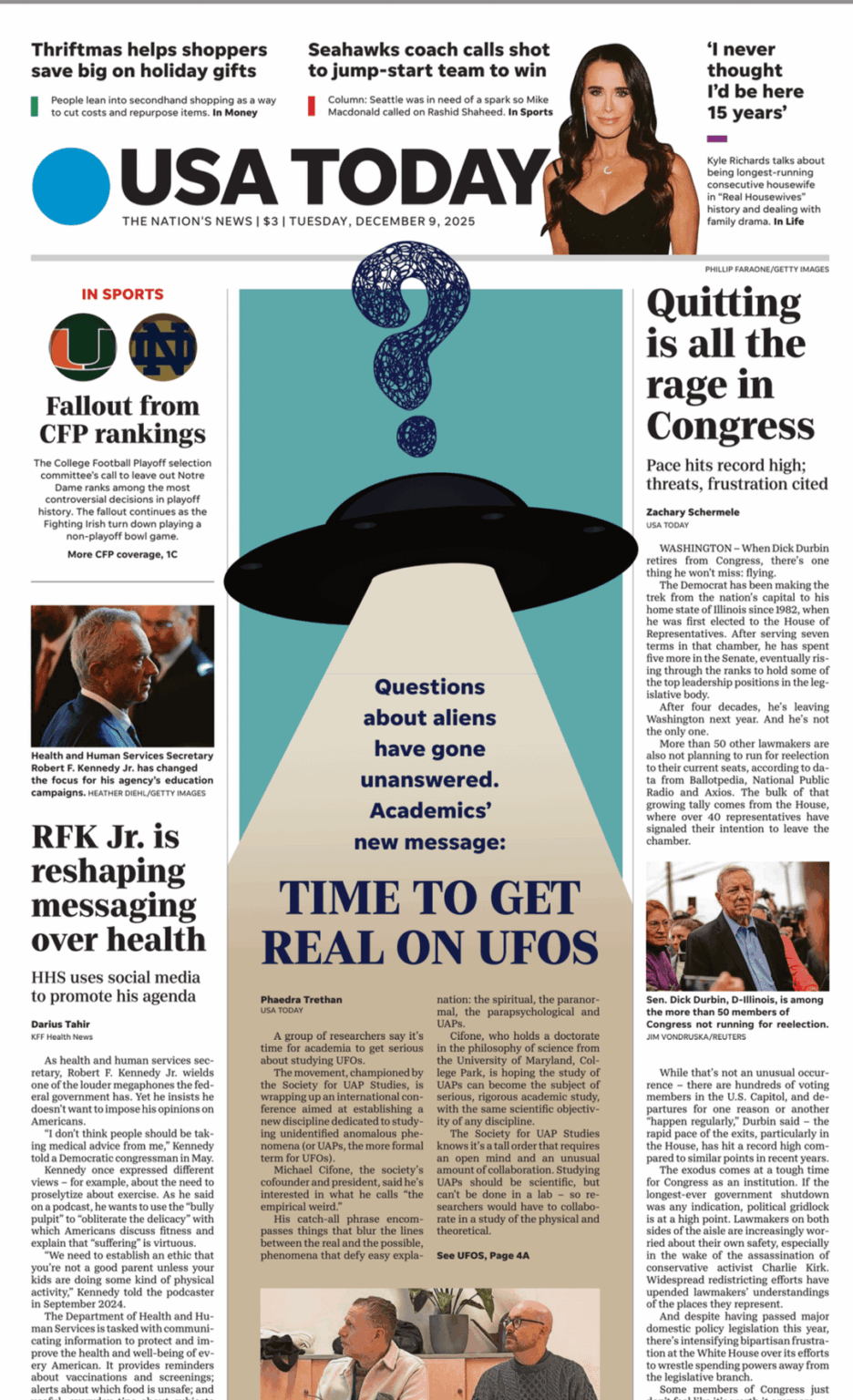 USA Today: Time to Get Real on UFOs. "People who interact with me are already interested and they like that it's science, scholarship and research first. The subject is the thing we do. We're focused on the research for an enduring and rigorous understanding of the phenomena."