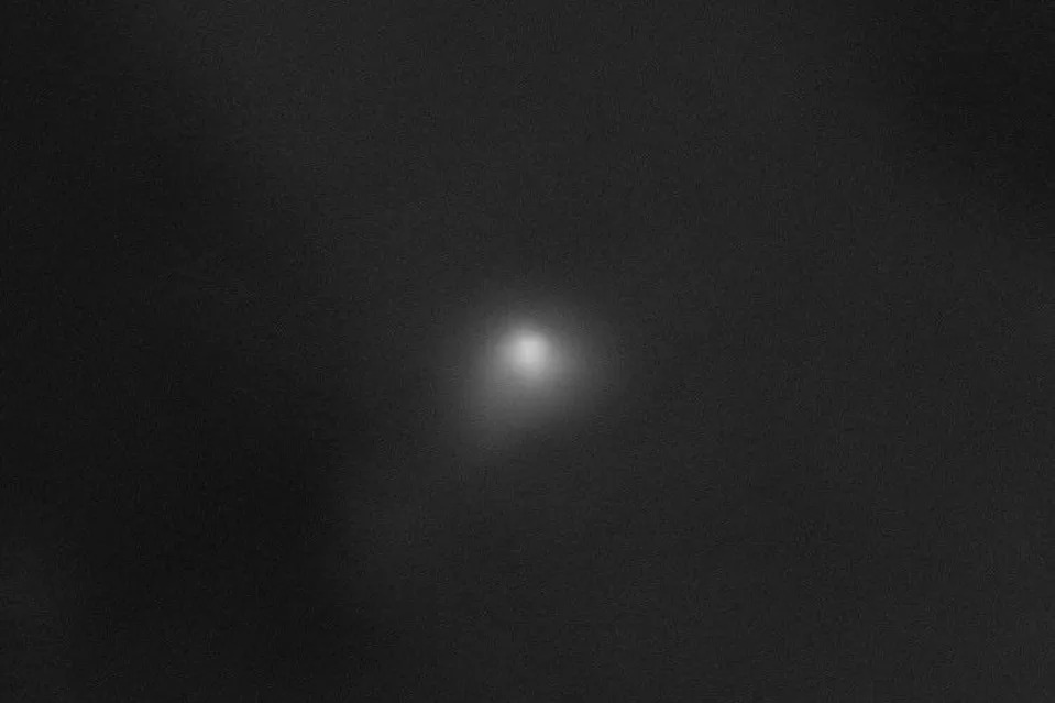 Comet 3I/ATLAS as seen through the High Resolution Imaging Science Experiment (HiRISE) aboard the agency's Mars Reconnaissance Orbiter (MRO), during its close pass by Mars on Oct. 3, when it swept within 18 million miles of the planet. (NASA/JPL-Caltech/University of Arizona)