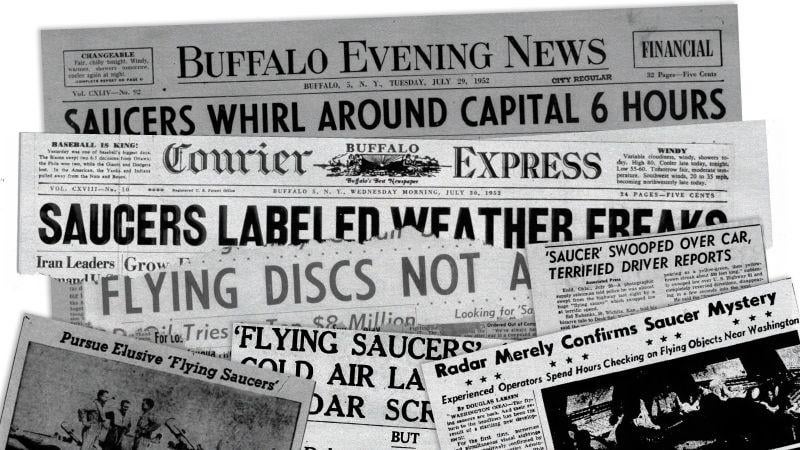 CNN is covering the 1952 DC UFO wave - Pilots were scrambled to intercept bright objects that appeared to "dip, stop, vanish and reappear on radar screens". One pilot was surrounded by 4 bright lights circling his plane until they shot away instantaneously. Others vanished as soon as approached.