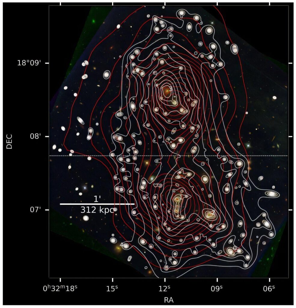 PHYS.Org: "Observations catch galaxy cluster in the process of merging"