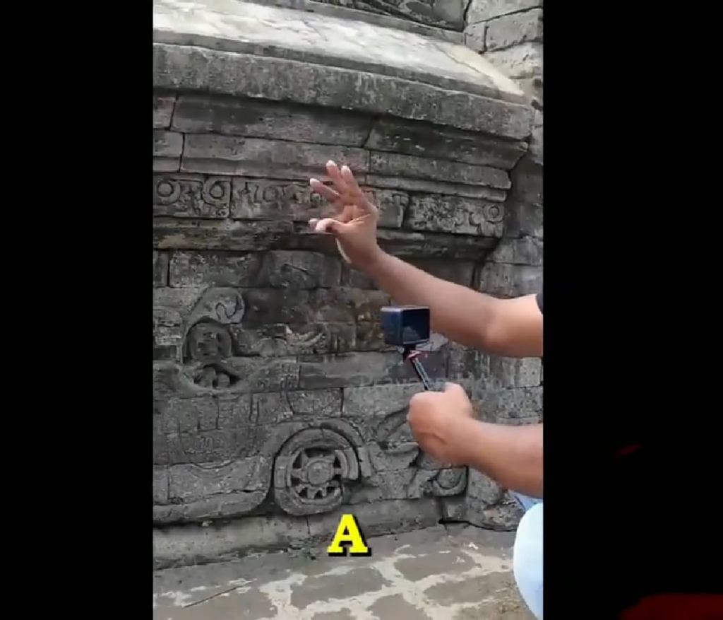 Strange modern car carving on 800 year old temple!