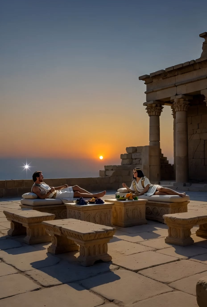 The moment when Julius Caesar got the idea to start his Julian Calendar with the Sirius Midnight Culmination while visiting Cleopatra during her Egyptian New Year party at the Heliacal Rising of Sirius on the Dendera Hathor Temple roof