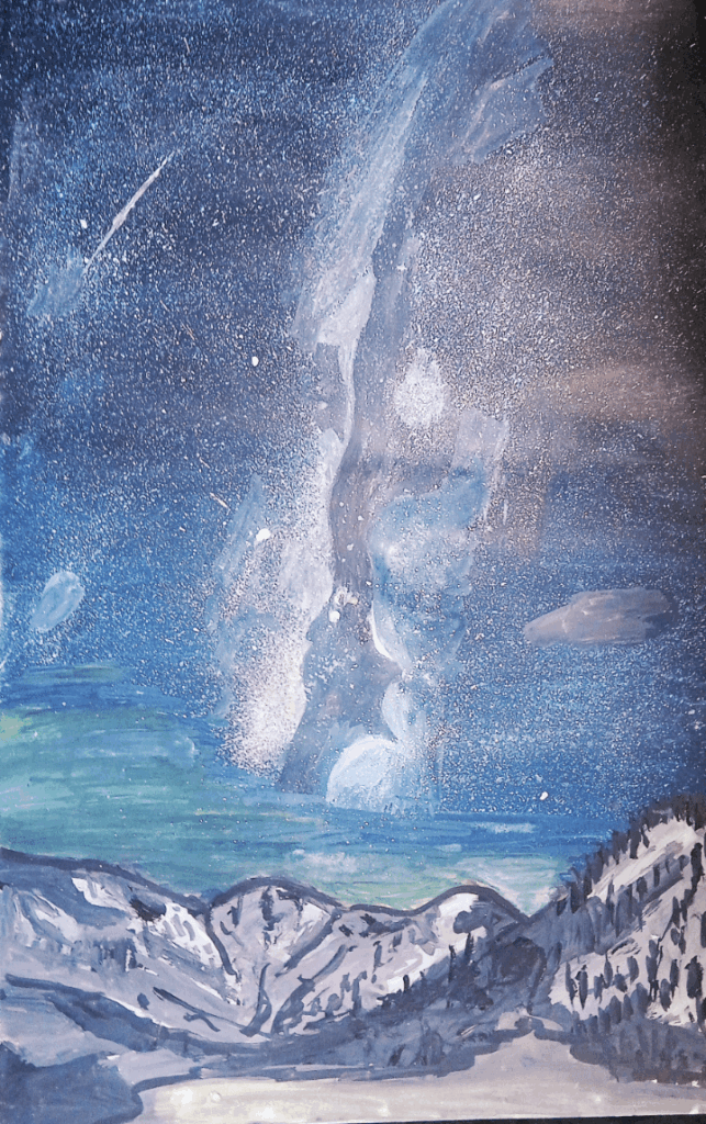 Milky Way Over Snowy Peaks.