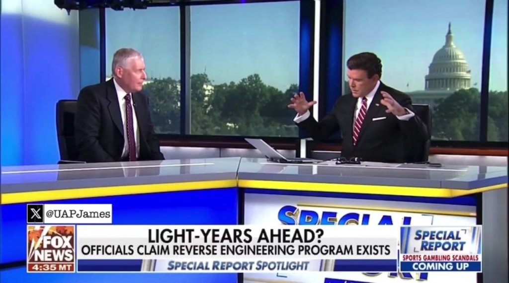 Former U.S. Army Colonel Karl Nell interviewed by Bret Baier on Fox News - "Somewhere in this country there are craft that have landed here or crashed here, and there are biologics, non-human bodies"? - "That's Correct".