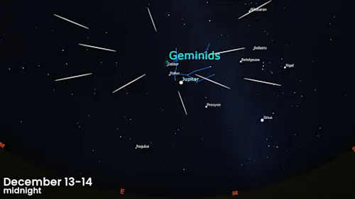 Geminids - Dec 14 midnight - 2025