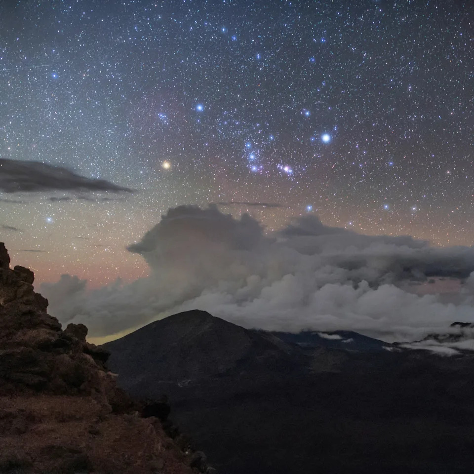 Orion rising above Haleakala Crater