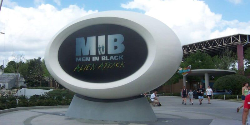 MIB Alien Attack ride sign at Universal Studios Florida park