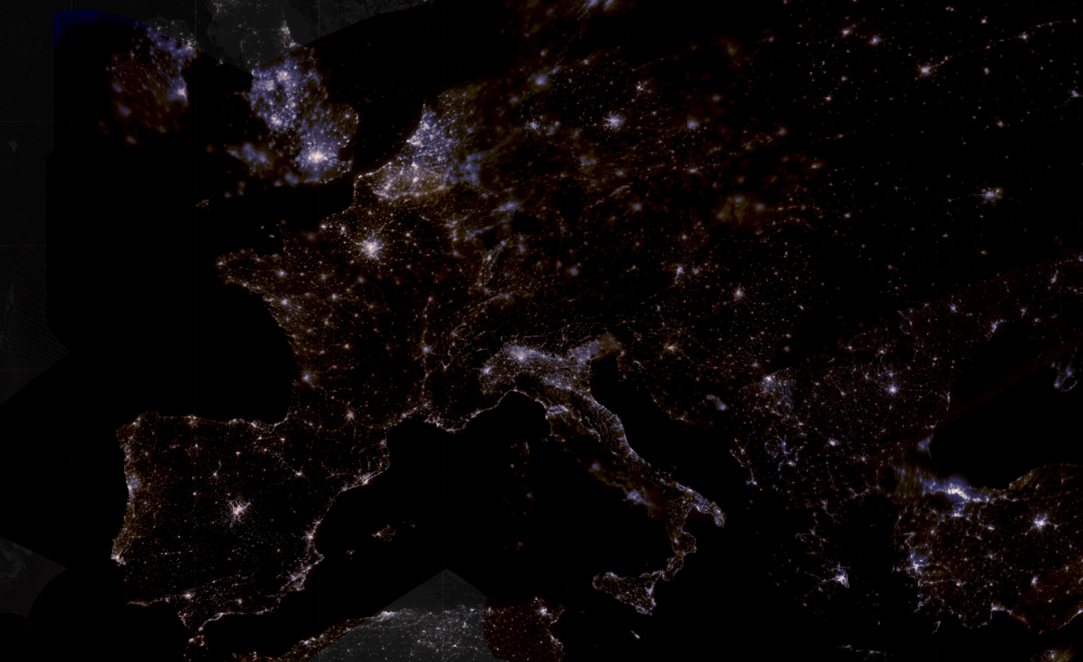 Europe at night from space