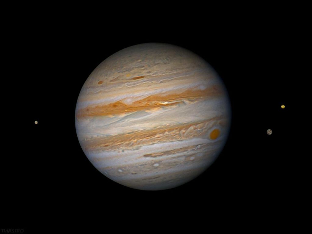 Jupiter and 3 Galilean moons from a backyard telescope