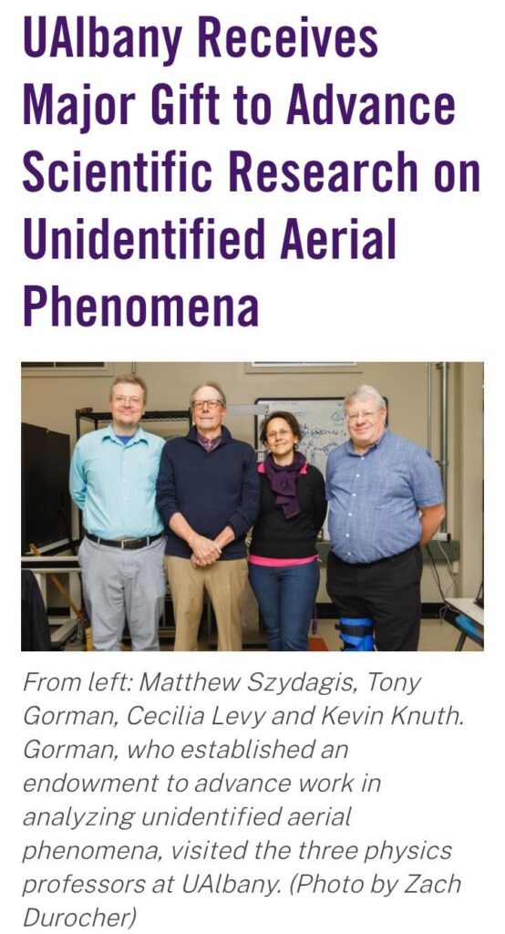 University at Albany Receives Major Gift to Advance Scientific Research on Unidentified Aerial Phenomena!