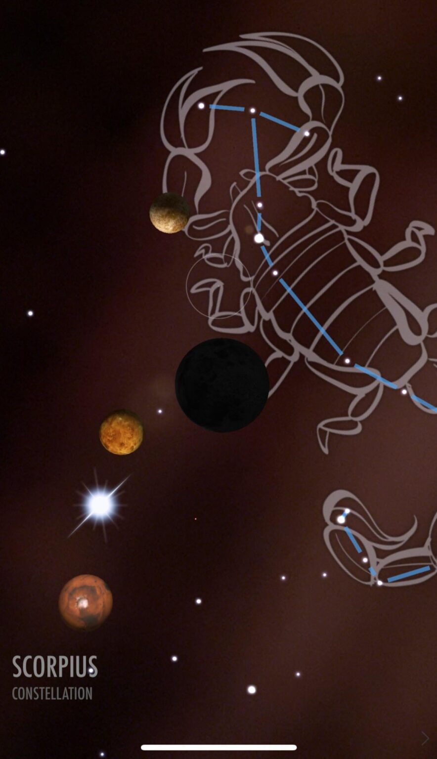 mars, sun, venus, moon, and mercury almost lined up