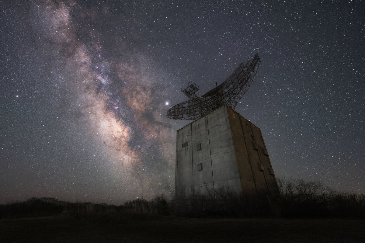 Beautiful night sky at an abandoned military base in Montauk New York