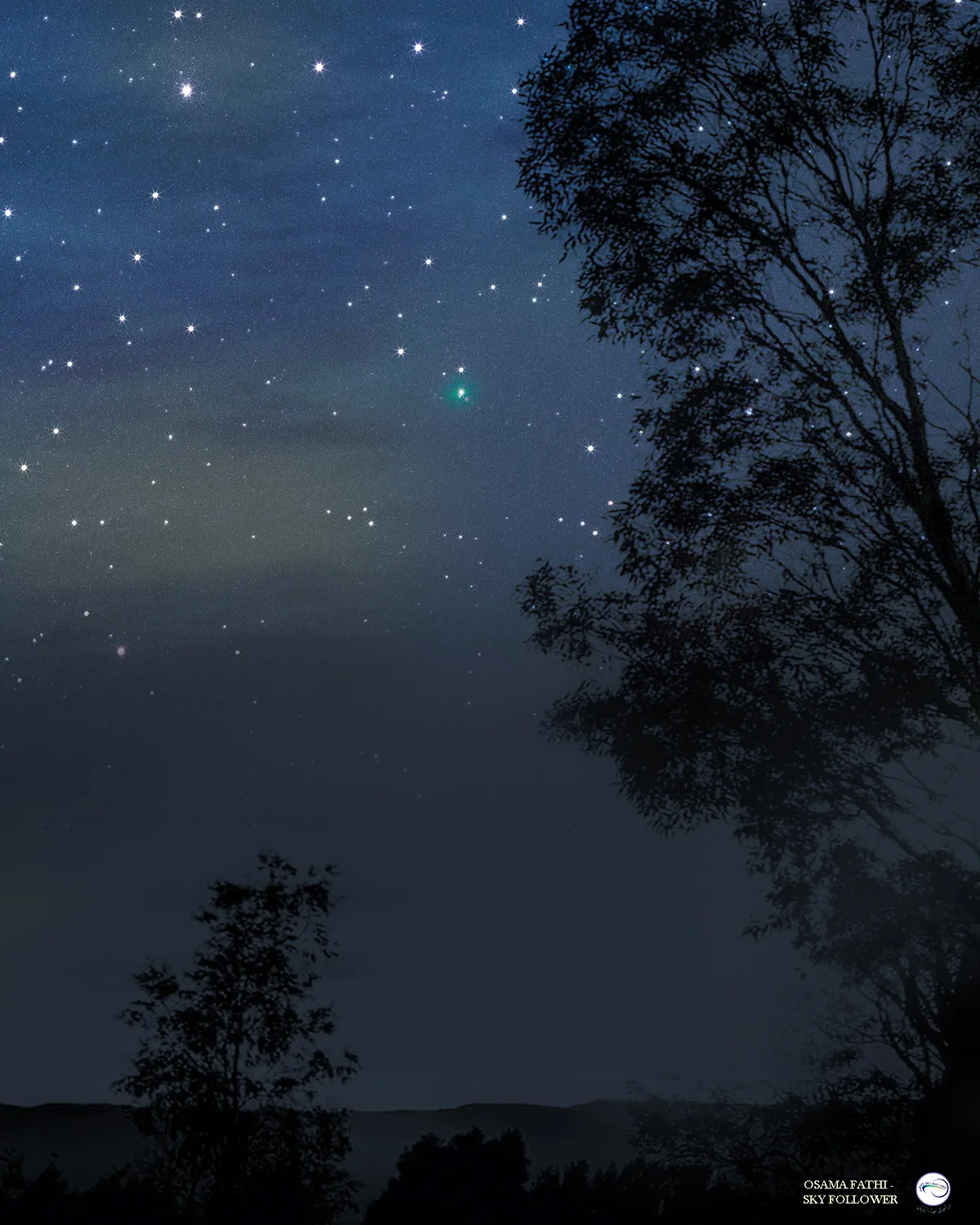 Image of comet 3I/ATLAS over Egypt's Black Desert, captured by Osama Faithi, 29 November 2025, 03:00 local time. Equipment: Nikon Z6 astro-modified camera, RedCat telescope lens