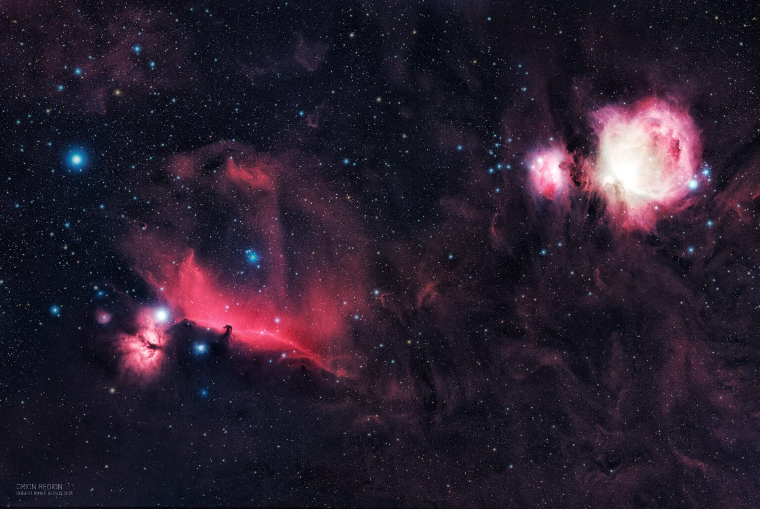 The Orion Region wit Horse Orion and Flame nebula