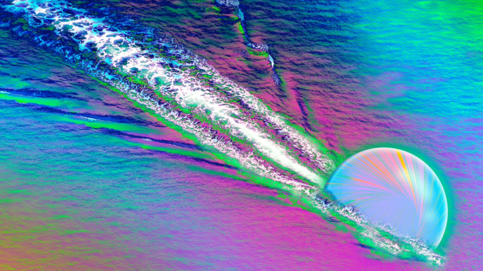 Large Hadron Collider reveals ‘primordial soup’ of the early universe was surprisingly soupy An illustration shows a quark racing through thye primordial soup or quark-gluon plasma that filled the early universe, creating a wave