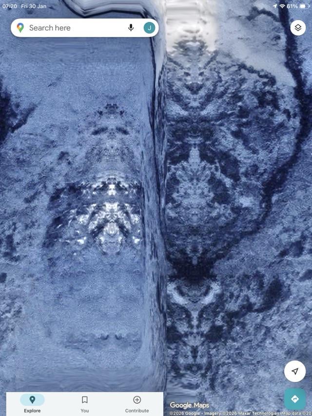 Strange symmetrical rock formations at tip of South America