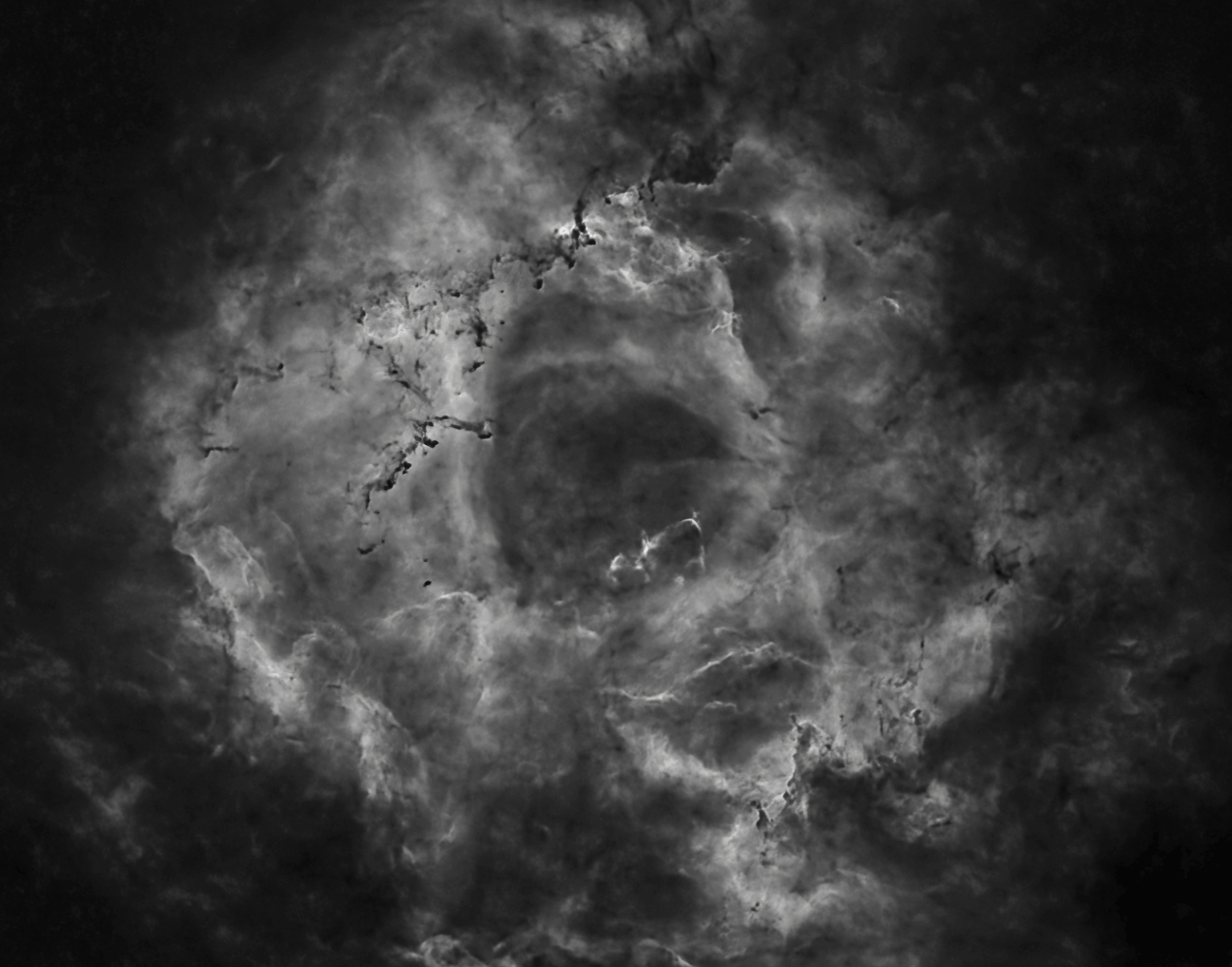 Starless Mono Ha image of the Rosette near a full moon