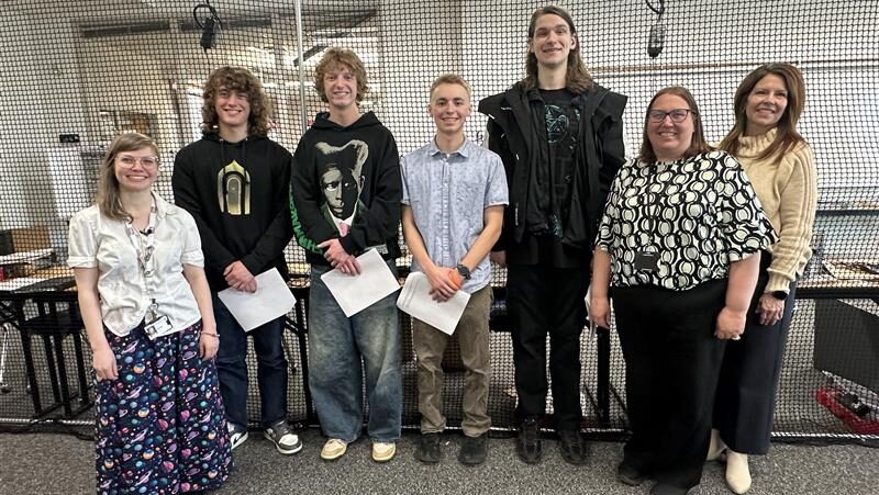 Students from Jordan Academy for Technology and Careers in West Jordan pose for a photo after winni...