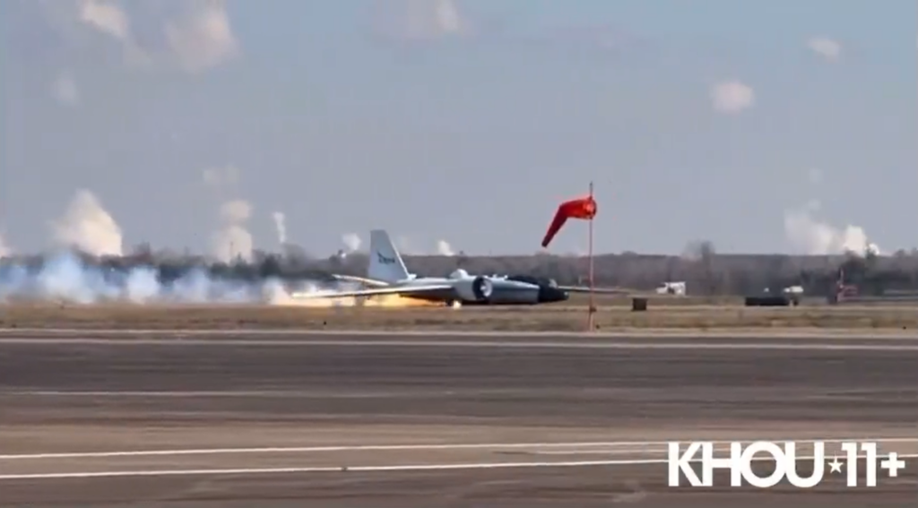 NASA’s rare Martin B-57 Canberra skids down runway in belly landing