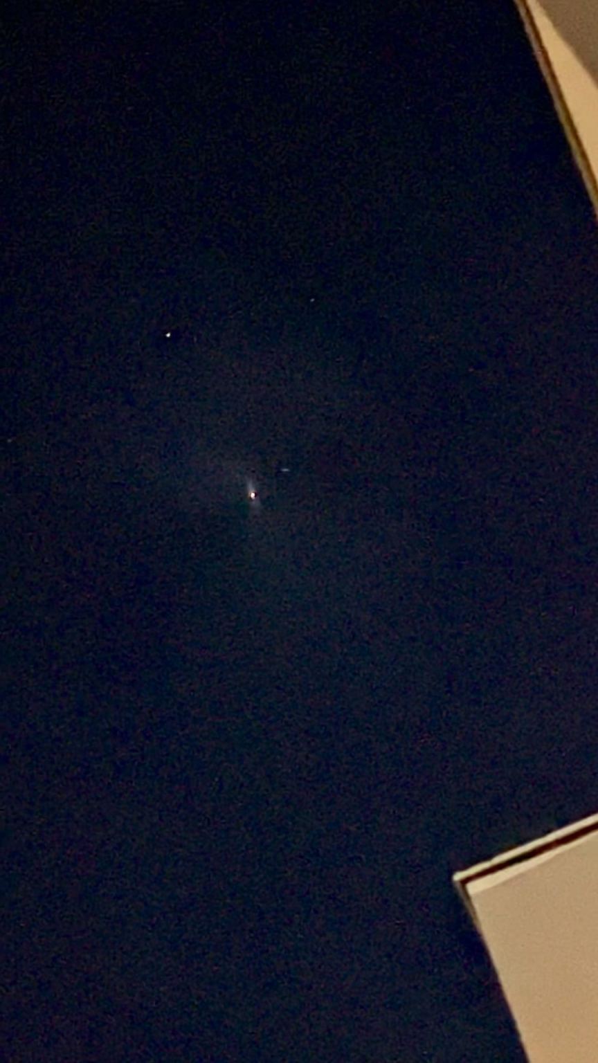 A satellite? Rocket? Two objects where passing by, one had this wierd cloud to it