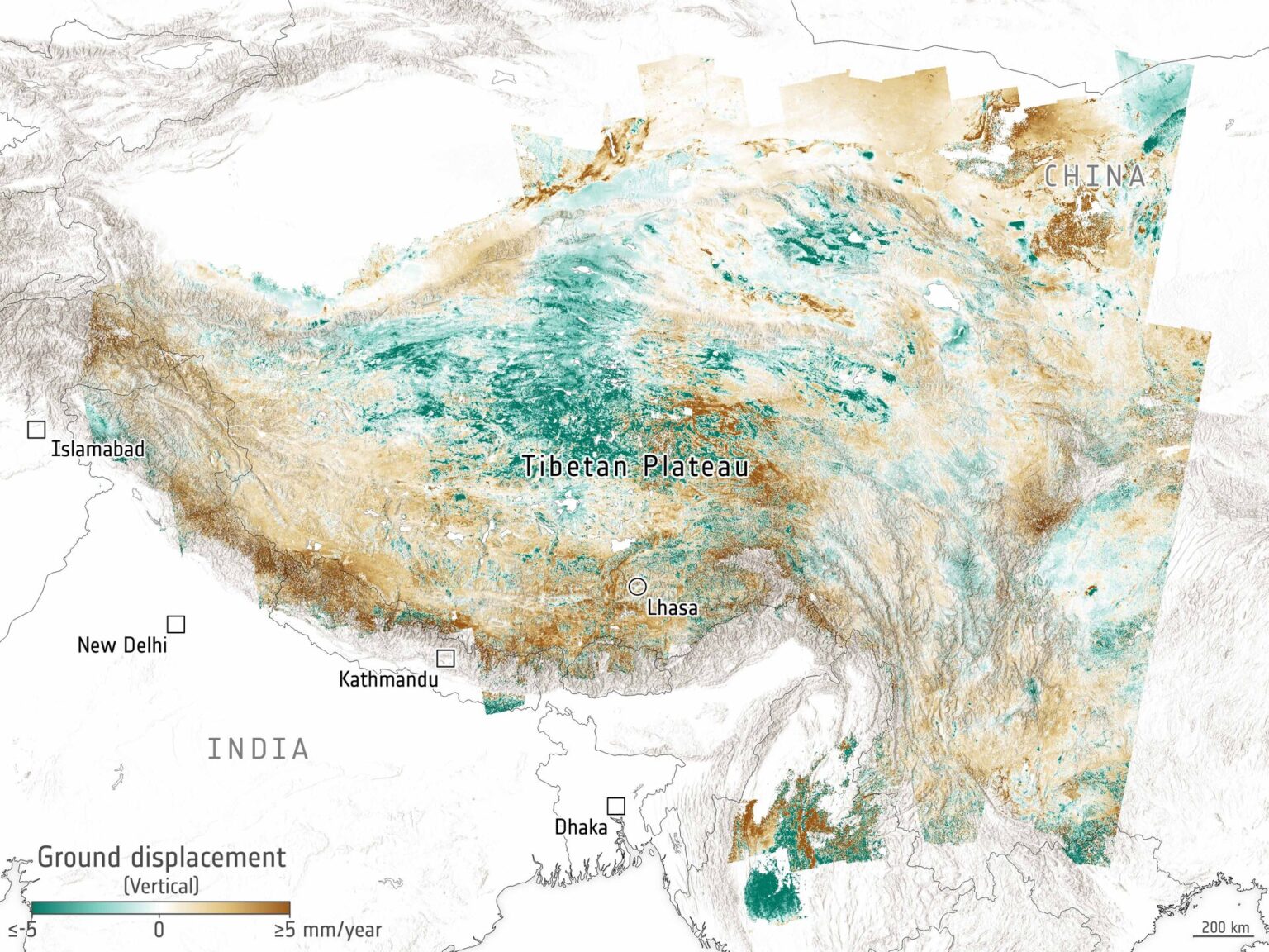 New satellite view of Tibet’s tectonic clash New satellite view of Tibet’s tectonic clash