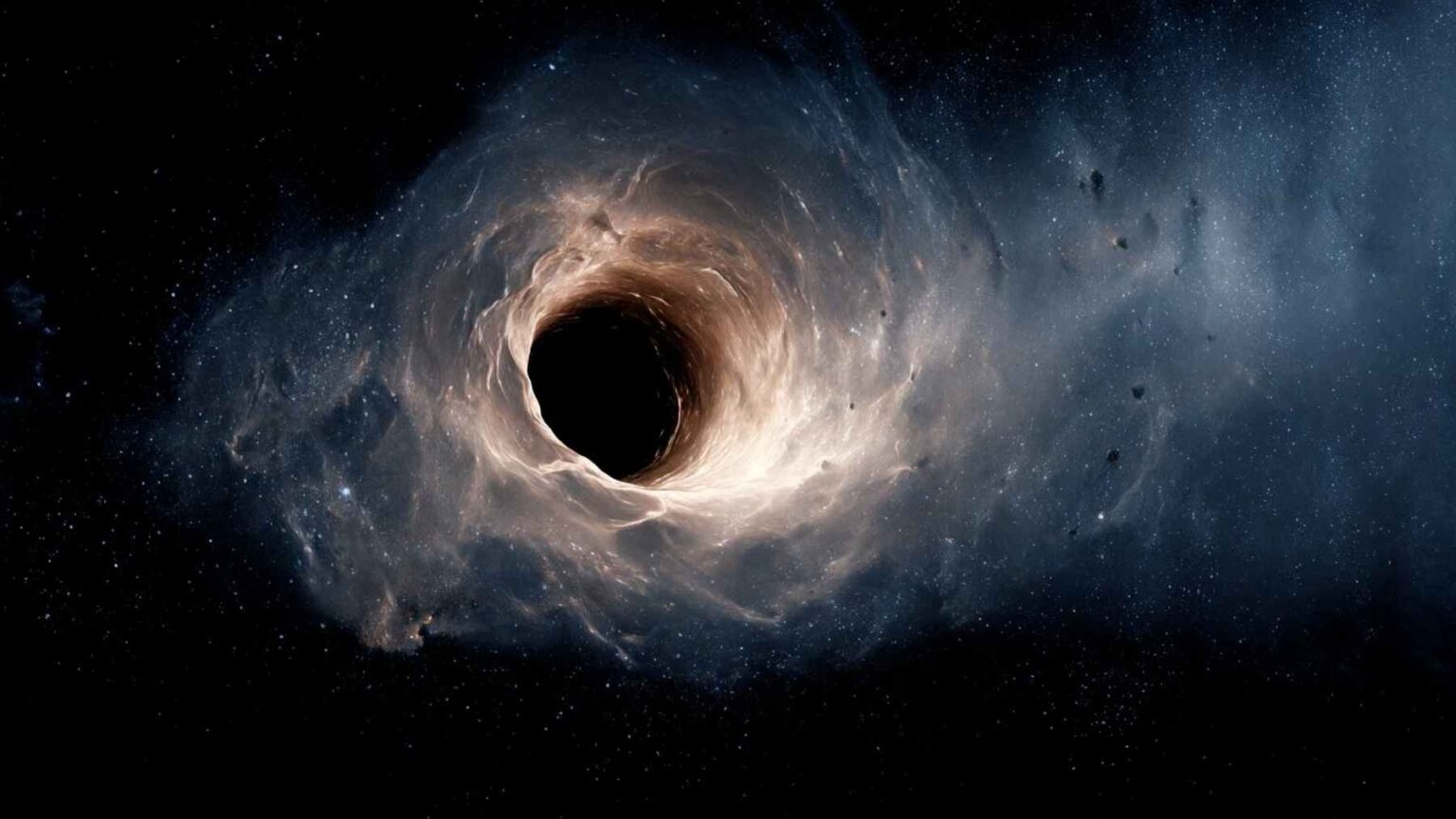 A swirling black hole in deep space, symbolizing a “loud” alien technosignature screaming across the cosmos.