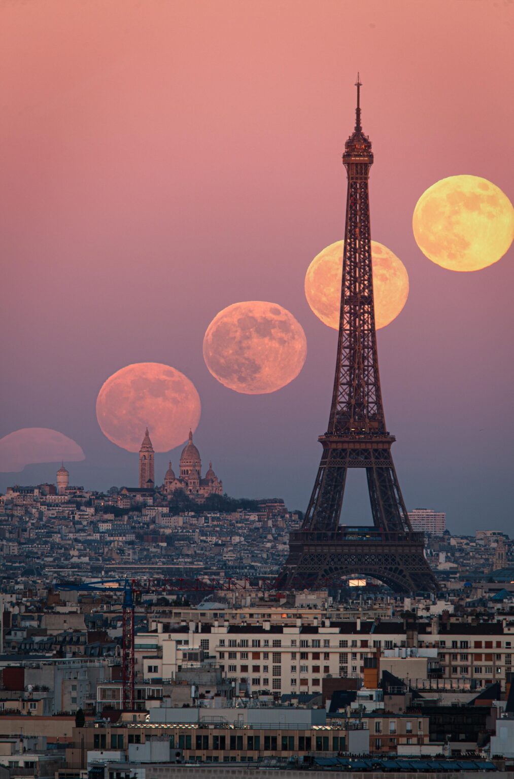First full moon of the year as a supermoon over Paris