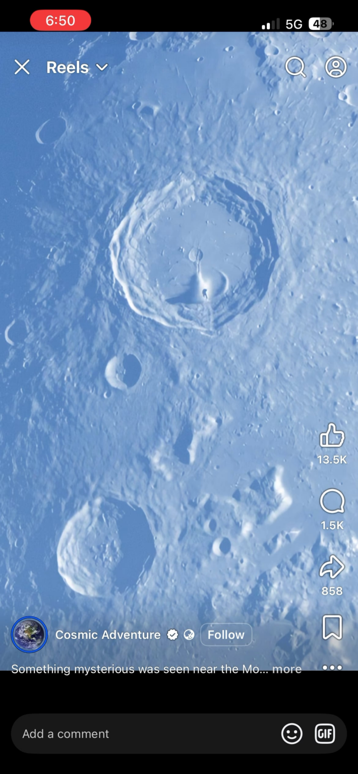 Mysterious object observed on the moon 🌙