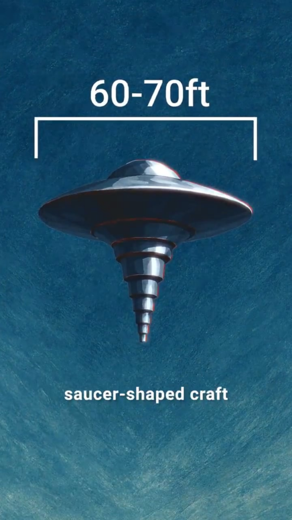 While cruising northwest of Sitka, Alaska, an airline pilot observed a metallic, disc-shaped object with a telescopic/segmented appendage fixed beneath it. Estimated size was ~60–70 ft (about half a Boeing 737). Observed for ~5 seconds. Report ID: COM-2025-718 - Americans for Safe Aerospace