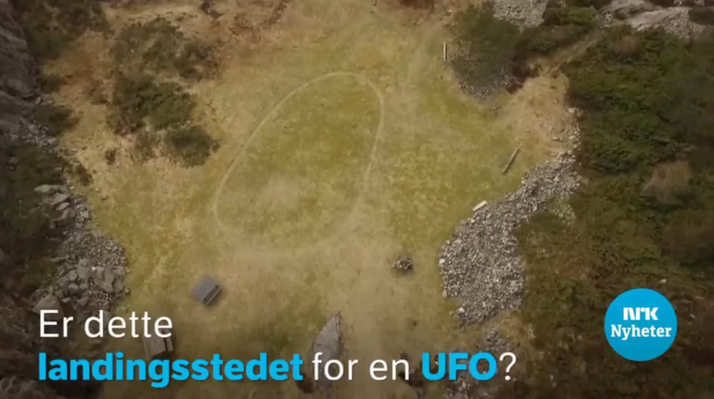 UFO landing imprint that's been visible for 50 years on a small island in Norway. The Norwegian Armed Forces found a 16-ton helicopter couldn't leave a similar impression.