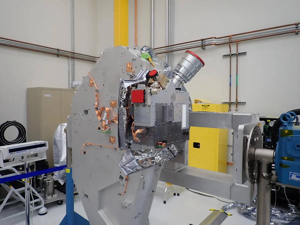 Europa Clipper’s ultraviolet spectrograph, called Europa-UVS, at NASA's Jet Propulsion Laboratory in Southern California, prior to Europa Clipper's launch. Credit: NASA/JPL-Caltech