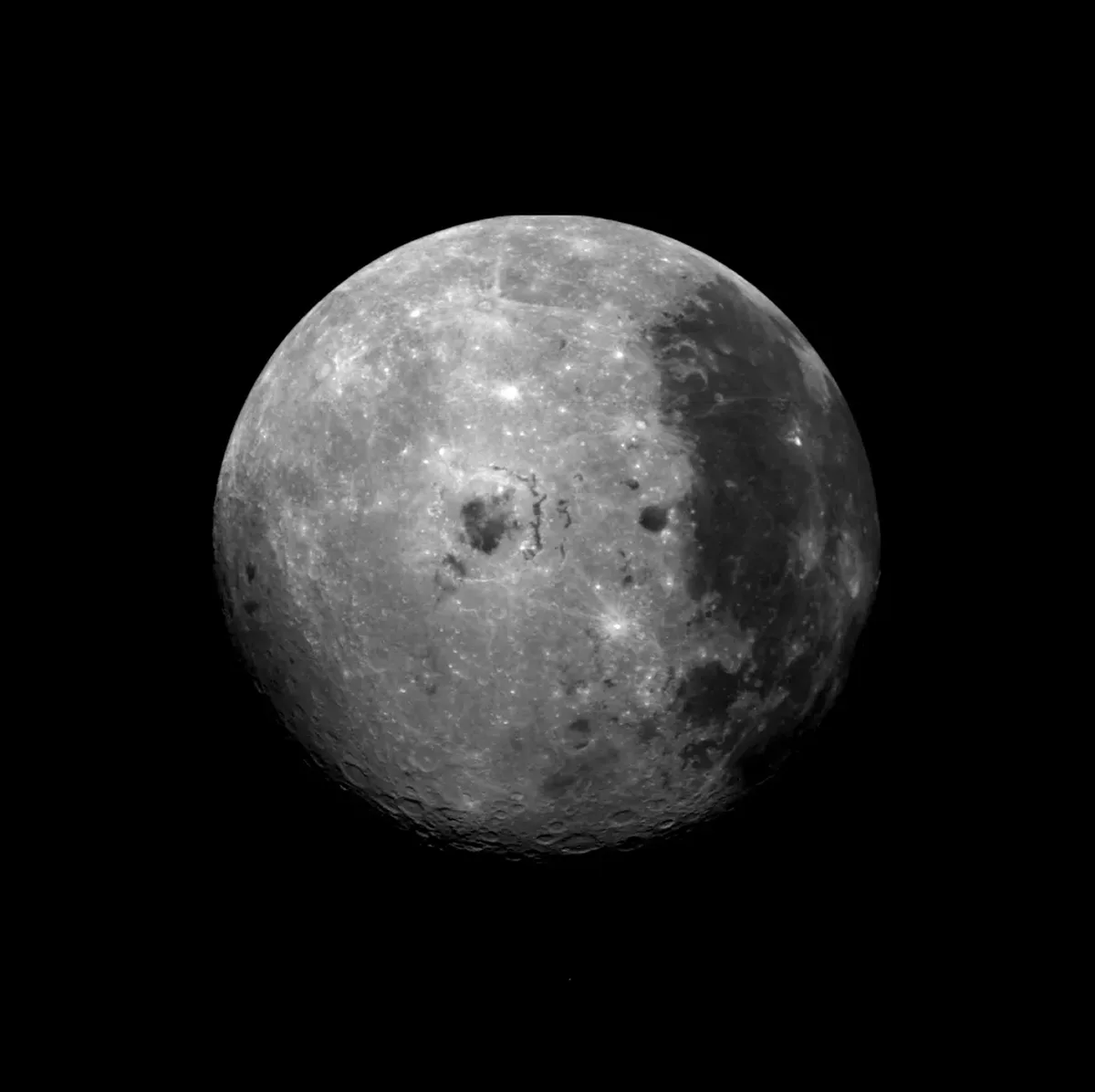 View of the far side of the Moon captured by NASA's Galileo probe. Credit: NASA/JPL