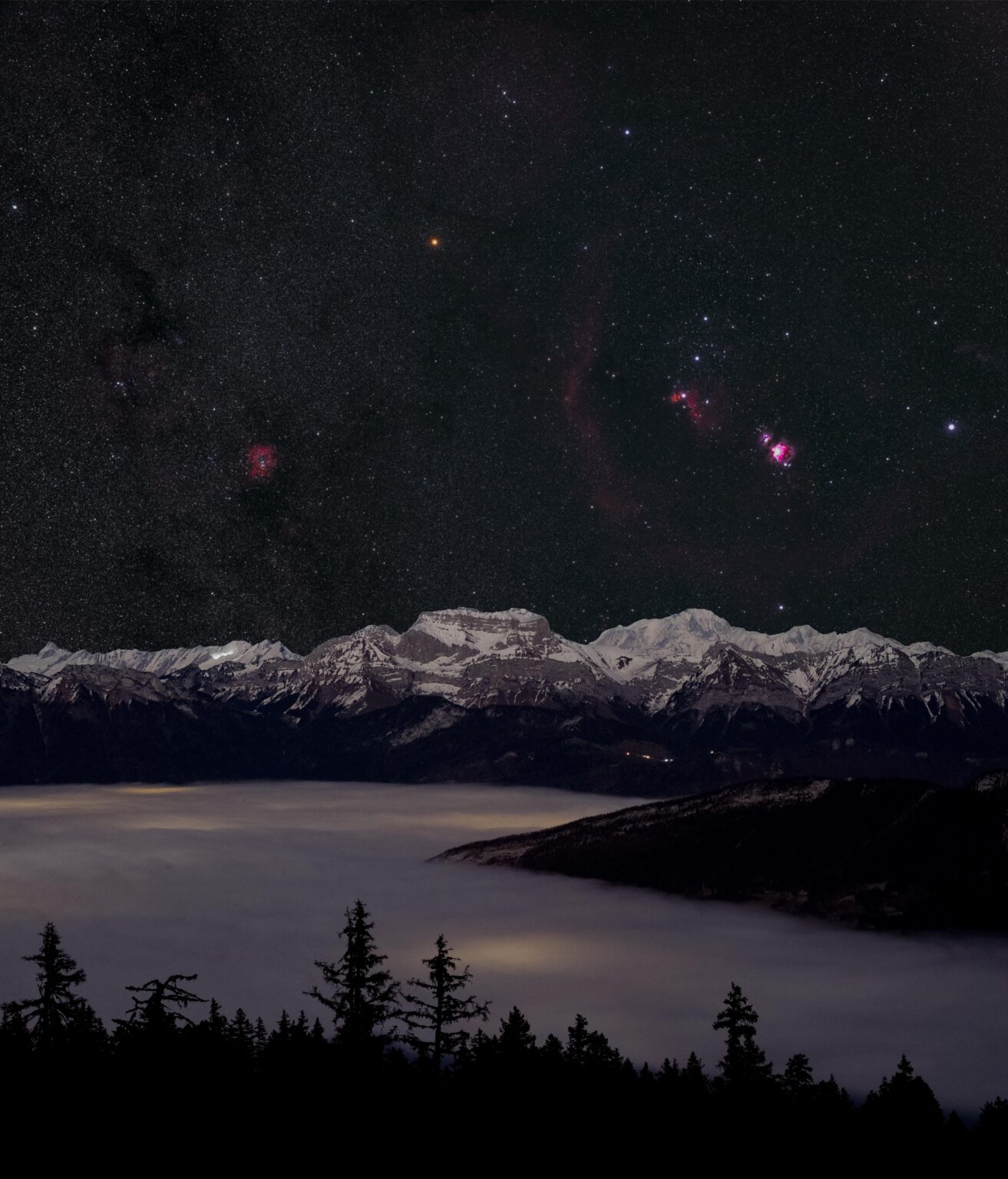 Orion, above the mountains.