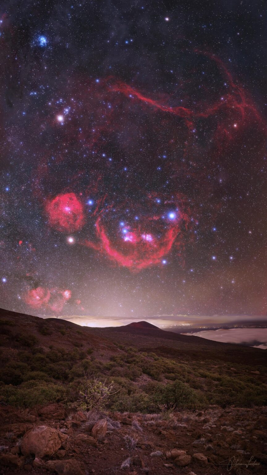 The Orion constellation and its suburbs.