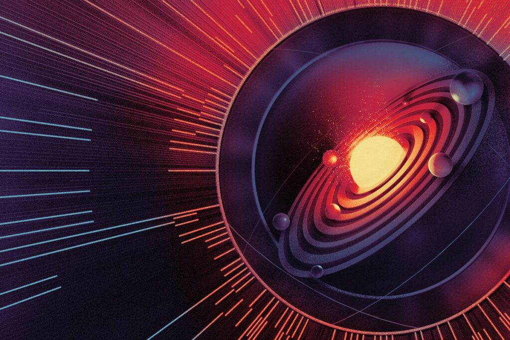 Illustration of the solar system and the edges around it