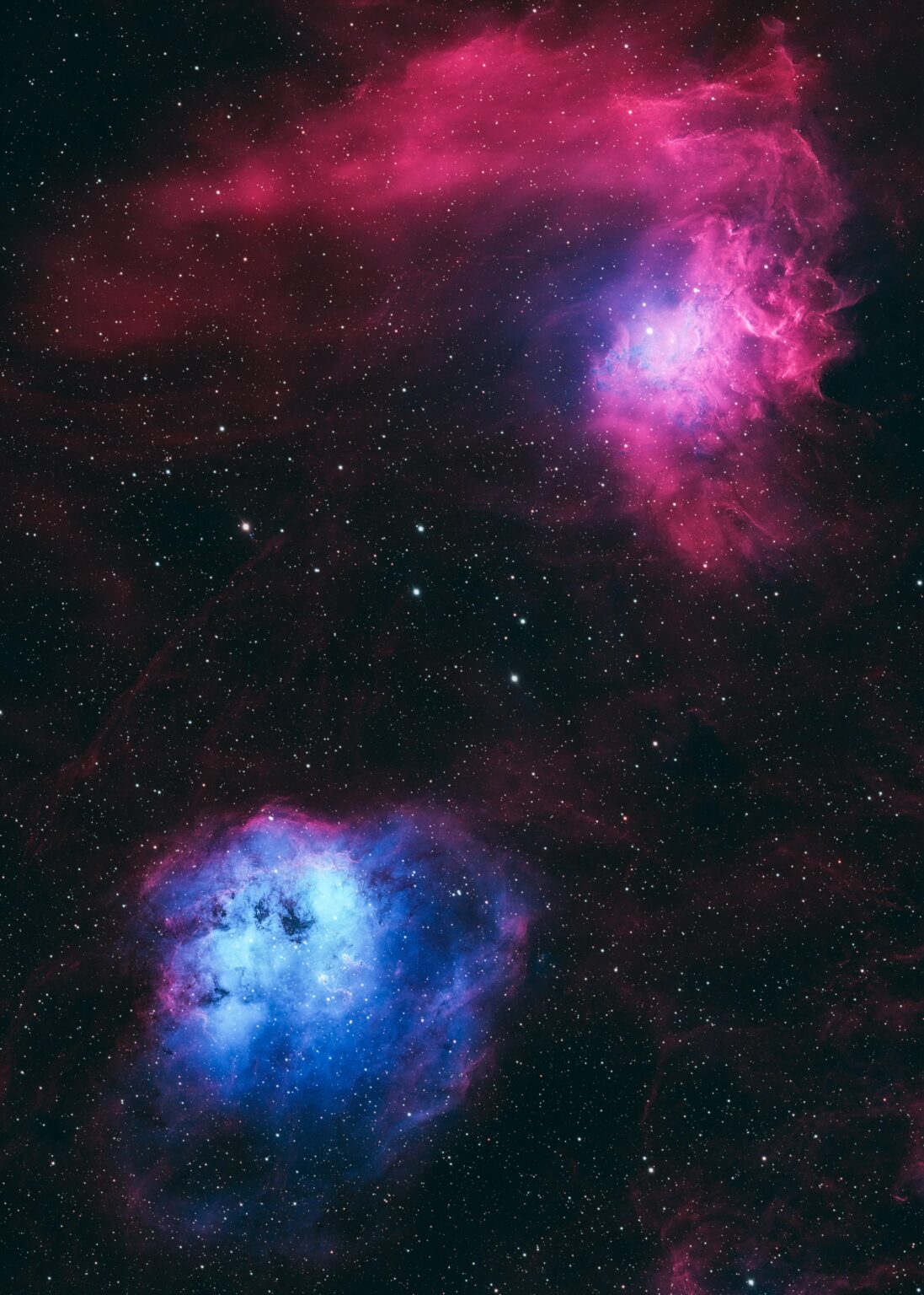 The Flaming Star and Tadpole Nebulas