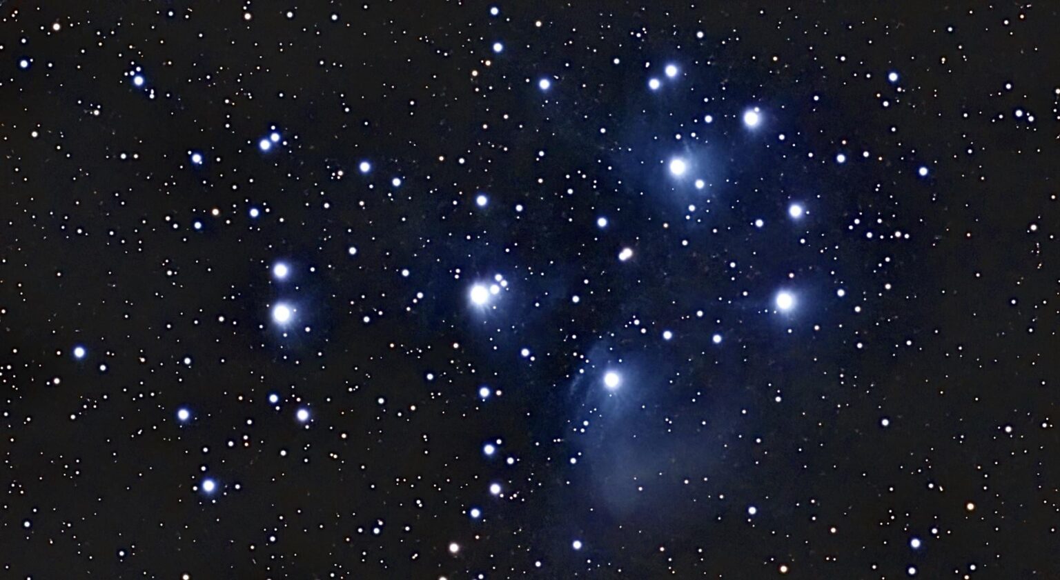 My photo of the Pleiades or the Seven Sisters from my backyard.