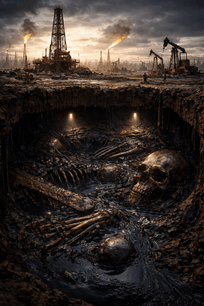What if oil isn’t about money, but the remains of pre-diluvian beings buried after the flood? Why is no one talking about this? What if oil isn’t about money, but the remains of pre-diluvian beings buried after the flood? Why is no one talking about this?