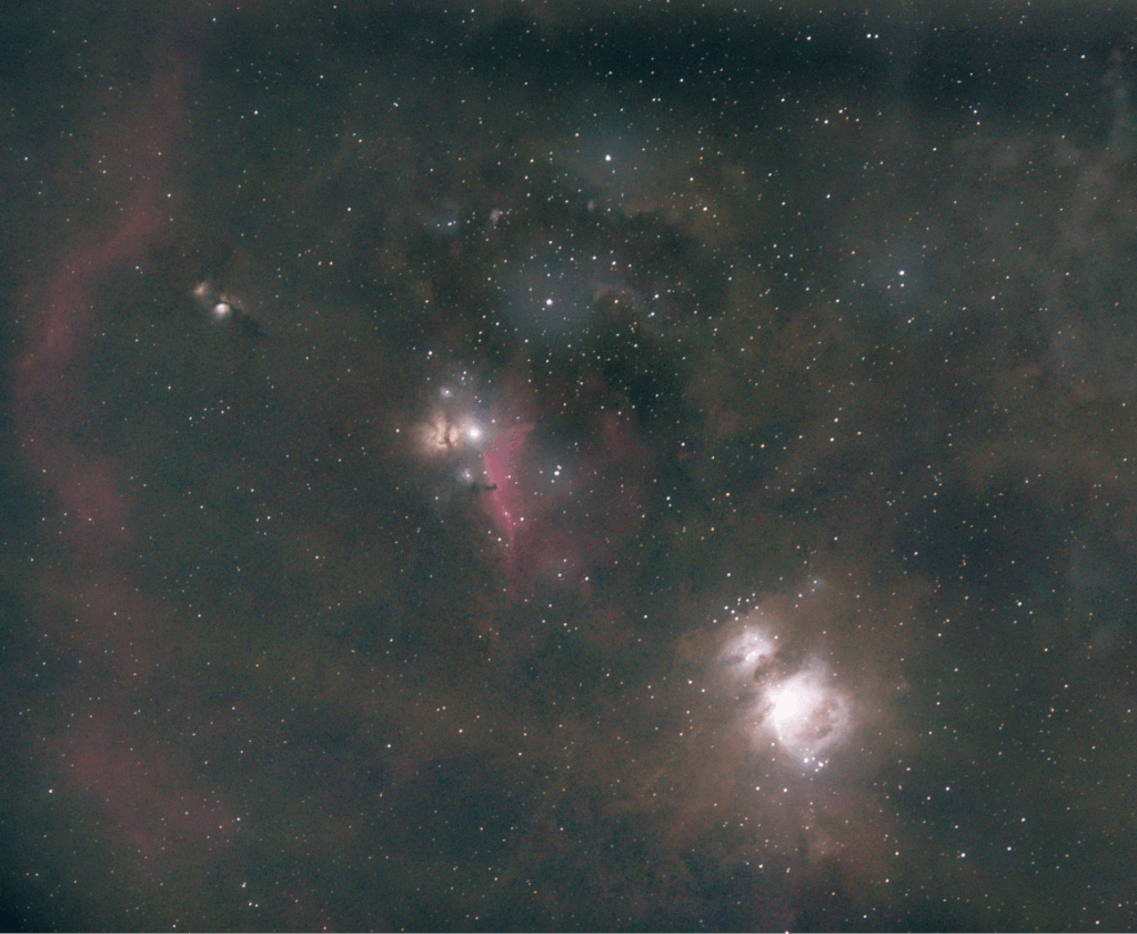 Orion Region with M42; B22; NGC2024; M78 even IC423 (untracked ~14min)